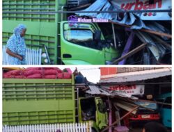 Sopir di Duga Ngantuk, Hingga Menabrak Rumah Warga Di Jl. Poros Majene-Mamuju