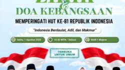 Bupati Majene Hadiri Zikir dan Doa Kebangsaan di MAN 1 Majene,Memperingati Hut RI Ke 81 2026