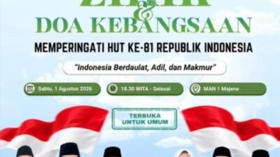 Bupati Majene Hadiri Zikir dan Doa Kebangsaan di MAN 1 Majene,Memperingati Hut RI Ke 81 2026